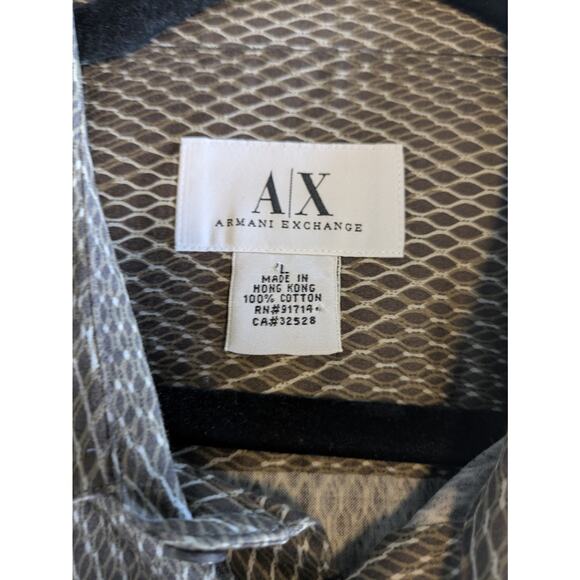 Armani Exchange AX Long Sleeve Mens Large Button Down Shirt Abstract Officewear‎ - Picture 10 of 11